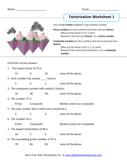 Factorization Primer Worksheet