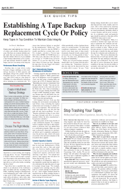 Establishing A Tape Backup Replacement Cycle Or Policy