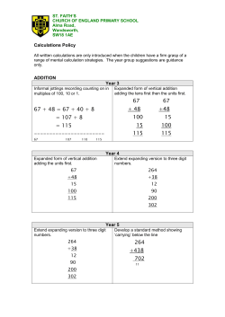 Calculation Policy - St Faith`s CE Primary School, Wandsworth
