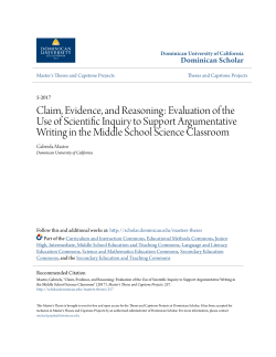 Claim, Evidence, and Reasoning: Evaluation of the Use of Scientific
