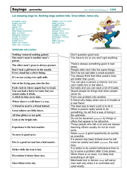 Sayings - proverbs V389 Let sleeping dogs lie. Barking dogs seldom