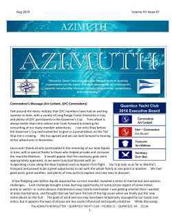 Azimuth August 2016- QYC Newsletter