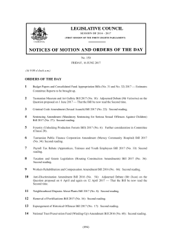Current Notice Paper - Parliament of Tasmania