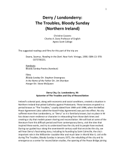 DERRY LONDONDERRY HANDOUT Poems About Bloody Sunday