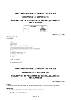 Prevention of Pollution of the Sea (Garbage) Regulations