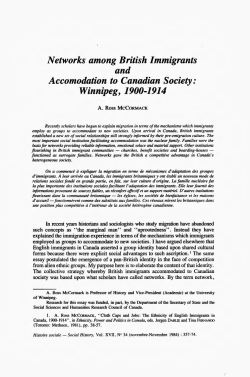 Networks among British Immigrants and Accomodation to Canadian