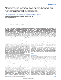 Nanometric optical tweezers based on nanostructured substrates
