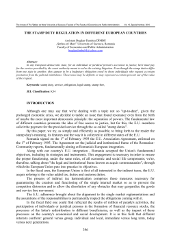 396 THE STAMP DUTY REGULATION IN DIFFERENT EUROPEAN