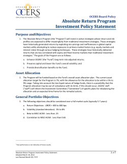 Absolute Return Program Investment Policy Statement