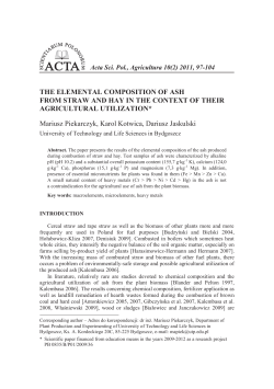 THE ELEMENTAL COMPOSITION OF ASH FROM STRAW AND
