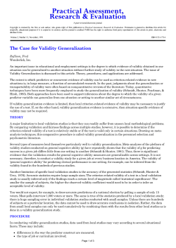 The Case for Validity Generalization.