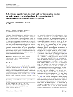 Solid&ndash;liquid equilibrium, thermal, and physicochemical studies on
