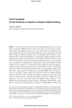 Call It Jewspeak: On the Evolution of Speech in Modern