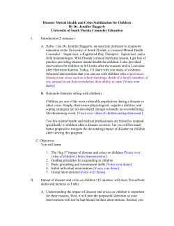038 Disaster Mental Health and Crisis Stabilization Tools for