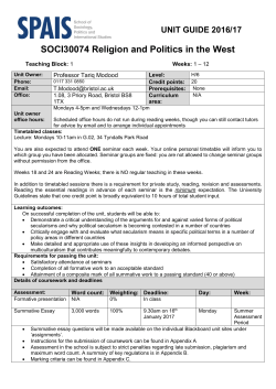 SOCI30074 Religion and Politics in the West