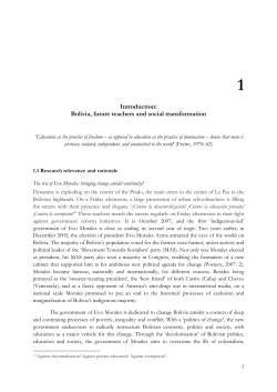 Introduction: Bolivia, future teachers and social transformation