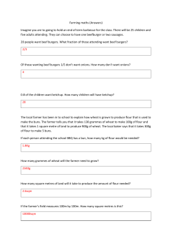 Farming maths (Answers) Imagine you are to going to hold an end of