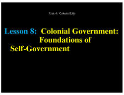 Lesson 8: Colonial Government: Foundations of Self