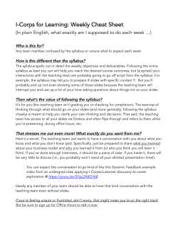 I-Corps for Learning: Weekly Cheat Sheet