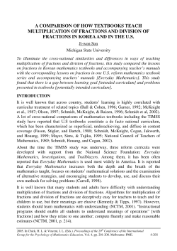 a comparison of how textbooks teach multiplication of fractions and
