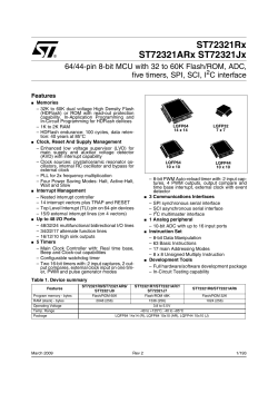 64/44-pin 8-bit MCU with 32 to 60K Flash/ROM, ADC, five timers