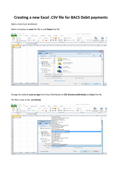 Creating a new Excel .CSV file for BACS Debit payments