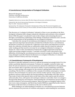 A Coevolutionary Interpretation of Ecological Civilization I. A