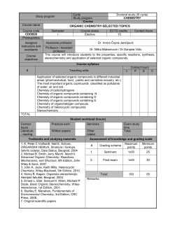 Organic chemistry selected topics