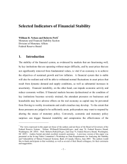 Selected Indicators of Financial Stability