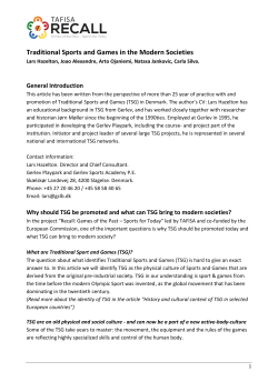 Traditional Sports and Games in the Modern Societies