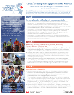 Canada`s Strategy for Engagement in the Americas Goal 1 Goal 2