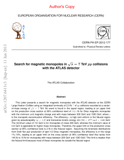 Search for magnetic monopoles in