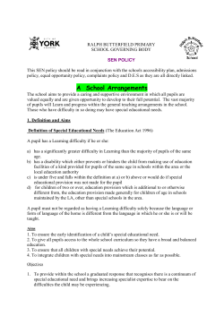 A School Arrangements - Ralph Butterfield Primary School