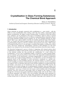 1 Crystallization in Glass Forming Substances: The Chemical Bond