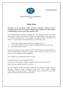 28 Mar 2016 FSC issues Public Notice