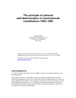 The principle of national self-determination in Czechoslovak