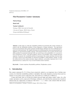 Flat Parametric Counter Automata 1. Introduction