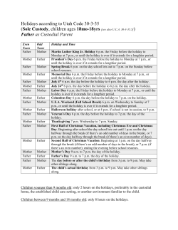 Holidays according to Utah Code 30-3