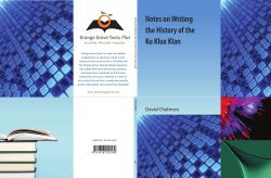 Notes on Writing the History of the Ku Klux Klan