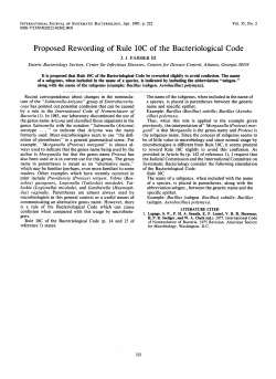 Proposed Rewording of Rule 1OC of the Bacteriological Code