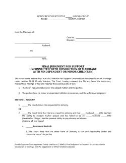 Final Judgment for Support Unconnected with