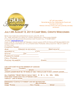 July 28- August 3, 2013 Camp Bird, Crivitz Wisconsin