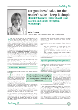 For goodness` sake, for the reader`s sake