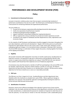 PERFORMANCE AND DEVELOPMENT REVIEW (PDR) Policy