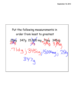 Put the following measurements in order from least to greatest .25kg