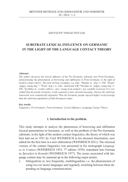 SUBSTRATE LEXICAL INFLUENCE ON GERMANIC IN THE LIGHT