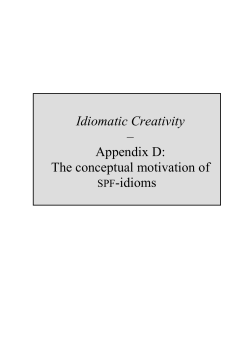 Idiomatic Creativity &ndash; Appendix D: The conceptual motivation of SPF