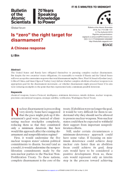 Is &ldquo;zero&rdquo; the right target for disarmament?