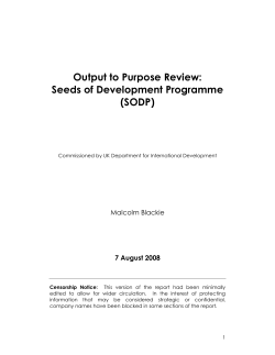 Output to Purpose Review: Seeds of Development Programme