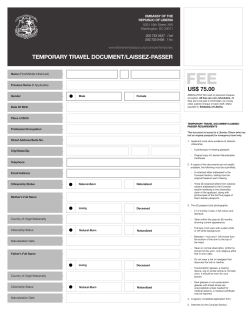 temporary travel document/laissez-passer us$ 75.00
